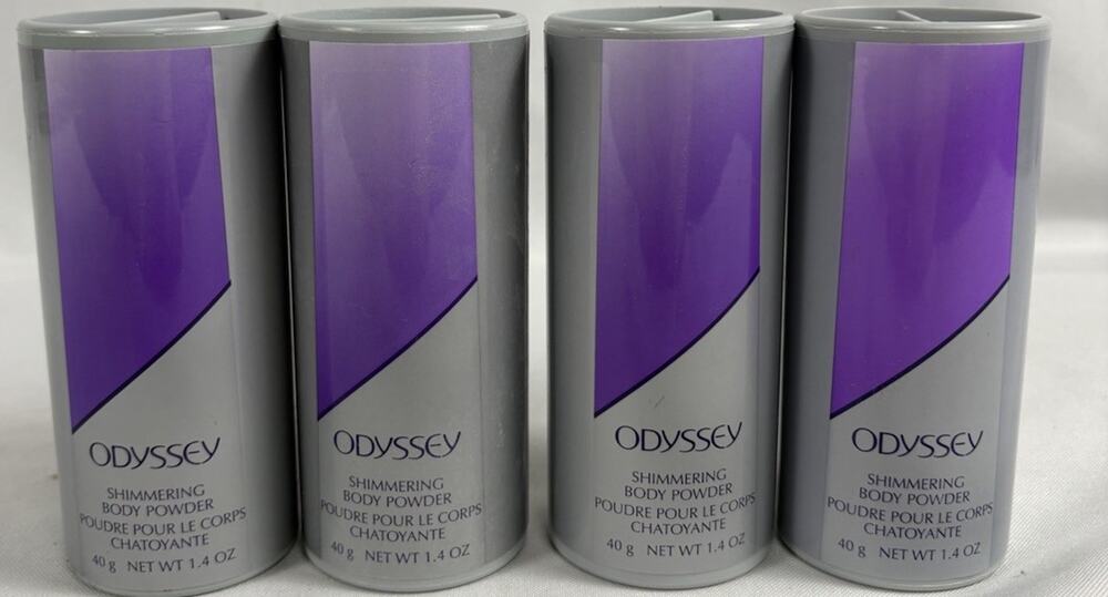 LOT OF 4 VINTAGE 2002 AVON RARE ODYSSEY SHIMMERING BODY POWDER Unopened